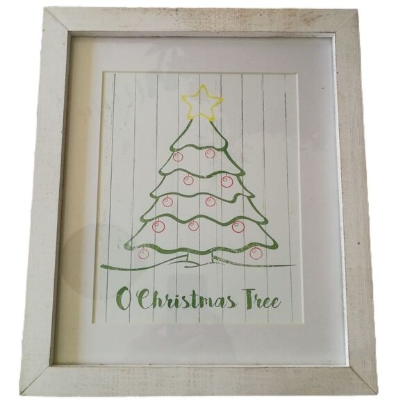 3/30$ CHRISTMAS White Drawing Christmas Tree Frame NWT - Picture 1 of 5